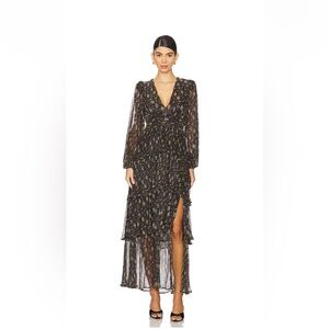 Like new! ASTR Anora dress black and gold foil